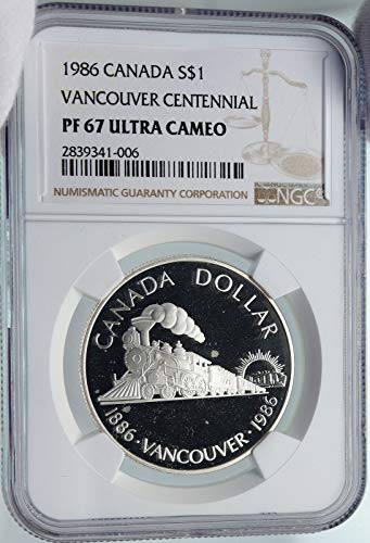 1986 CA 1986 קנדה Vancouver המלכה הבריטית אליזבת השנייה מטבע רכבת PF 67 Ultra Cameo NGC