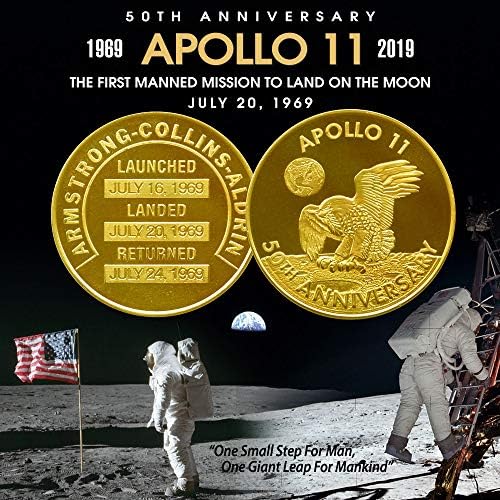 Apollo 11 50 שנה להנצחה של נאסא רובינס מדליון מחווה מטבע מטבע בחיפוש זהב 24 קראט עם קפסולה
