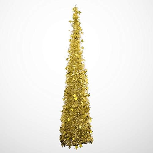 Nuobesty PET מספקת עצי חג המולד של טינסל, עץ חג המולד מתקפל לאח לחופשה לחג חג המולד, עיצוב שולחן 4ft