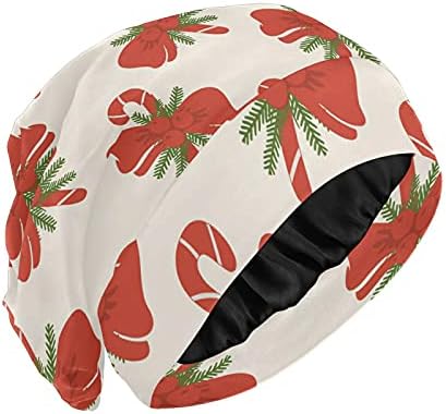 כובע גולגולת כובע שינה כובע כובע מכונף כפיות לנשים סוכריות אדומות ירוק חג המולד חורף שנה טובה כובע שינה כובע שיער שיער כובע לילה.
