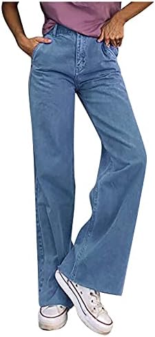 מכנסי ג'ינס לנשים UODSVP אופנה סקסית מותניים גבוהים מזדמנים מתלקחים טריקולור ג'ינס קלאסי