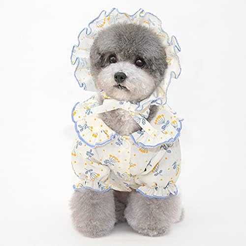 פיג'מה כלבים של Leowow חולצות דפוס פרחוני כותנה עם כובע בגדי גור לכלבים קטנים חתולים מסוגננים PJs PJs שינה חולצות חיות מחמד נושמות נושמות
