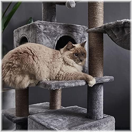 45 סנטימטרים רב-רמת חתול מגדל, חתול עץ, רב-רמת חתול בית דירה, עם ערסל & סיסל-מכוסה מגרד הודעות, 2 יוקרה דירות, עבור חתלתול, חיות מחמד,