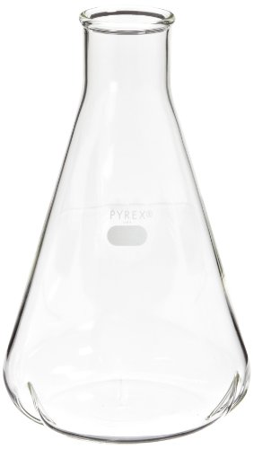 Corning Pyrex Borosilicate זכוכית צרה בפה ארלנמייר בקבוק עם בללים, 500 מל קיבולת