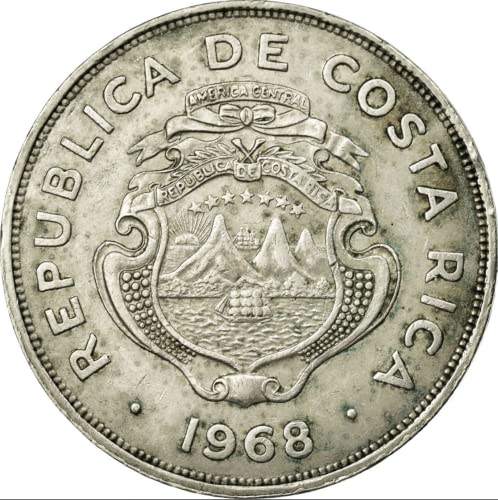 1968-1978 2 COLONES COSTA RICA COIN. מטבע גדול ומושך עם סמלים לאומיים של קוסטה ריקה. 2 קולונס שדורג על ידי מוכר. מצב מופץ