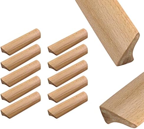 TSNAMAY 10 יחידות ריהוט מוצק מעץ מושך ידיות, מצבועות ידיות מעץ חלקה של ידית ארון ארונות ידית ארונות משיכה, אורך 4.84 , חור דיס .3.78