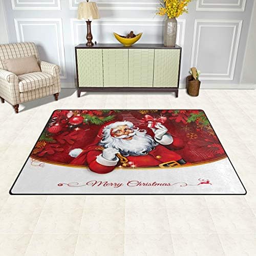 שטיח באזור אלזה, חג המולד הולי סנטה קלאוס שטיח רצפה ללא החלקה למגורים בחדר מעונות מעונות עיצוב חדר שינה 31x20 אינץ '