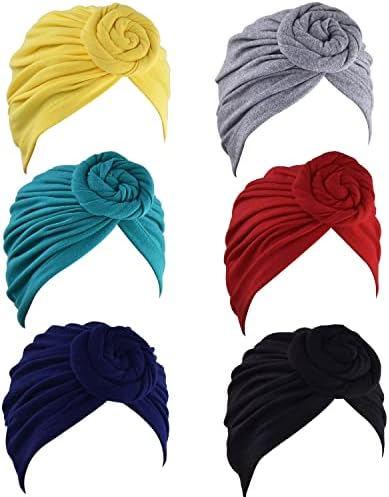 6 חתיכות נשים טורבן כובע ראש כורכת לנשים טוויסט קשר מראש קשור מצנפת טורבנים לנשים