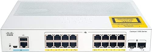 Cisco Catalyst חדש 1000-16P-2G-L מתג רשת, 16 יציאות Gigabit Ethernet POE+, 120W POE תקציב, 2 1G יציאות UPLINK SFP, פעולה ללא מאוורר, משופרת