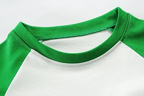 ילדים St Patricks Day חולצות פעוטות יוניסקס בנות בנות בנות פיקסל חולצת טריקו צוות דינוזאור תלתן שמרוק ראגלן שרוול ירוק