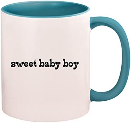 מתנות תכשיט תינוק מתוק-11 עוז ידית בצבע קרמיקה ובתוך כוס ספל קפה, תכלת