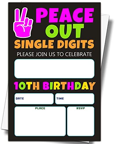 Ystep הזמנות למסיבת יום הולדת 10, 20 כרטיסים הזמינו עם מעטפות, 4 x6 שלום ספרות רווקות מסיבת יום הולדת מזמינה - A11