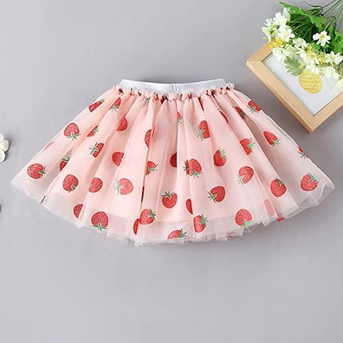 ילדים בנות תות הדפס חצאית טוטו מותניים אלסטיות חצאית טול חצאית נסיכה קיץ 2 ~ 7 שנים
