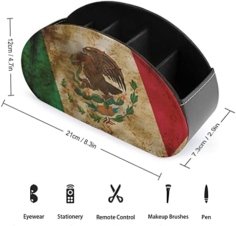 דגל Grunge של מקסיקו PU עור טלוויזיה מחזיקי שליטה רחוקים של שולחן עבודה משרדי מארגן שולחן עבודה עם 5 תא