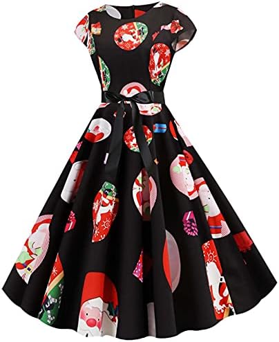 שמלות תה וינטג 'לנשים חג המולד שמלת שרוול כובע בסגנון אודרי הפבורן שמלת שרוול שנות ה -50 רטרו נדנדה שמלת מסיבת קוקטיילים