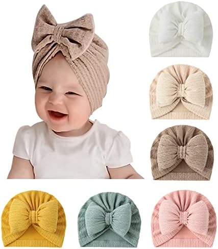 כובע תינוק שזה עתה נולד בנות תינוקות גדולות סרטי קשת סרוג ראש עוטף כפה קשת גדולה