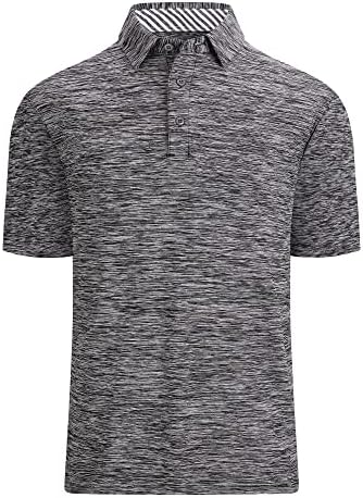 חולצות פולו גולף של Warhorsee לגברים שרוול קצר קמטים בחינם 4 דרך למתוח לחות בביצועי צווארון צווארון Tshirts