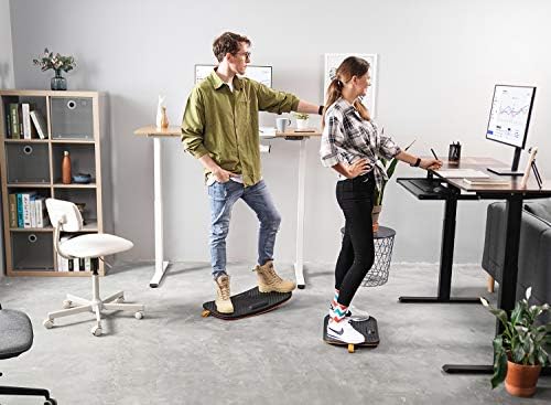 מחצלת שולחן עמידה של Fezibo עם מוט אנטי עייפות, לוח איזון מתנודד מעץ עם מחצלת רצפת נוחות עיצובית ארגונומית