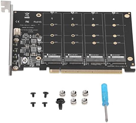 M.2 NVME SSD למתאם PCIE X16, חומר PCB DC DC Power ChIP פעולה יציבה פעולה PCIE X16 כרטיס הרחבה עם ברגים למחשבים