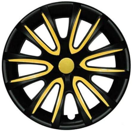 OMAC HUBCAPS 16 אינץ 'לטויוטה טונדרה שחור וצהוב 4 יח'. כיסוי חישוקי גלגלים - כובעי רכזת - החלפת חוץ של צמיג מכוניות