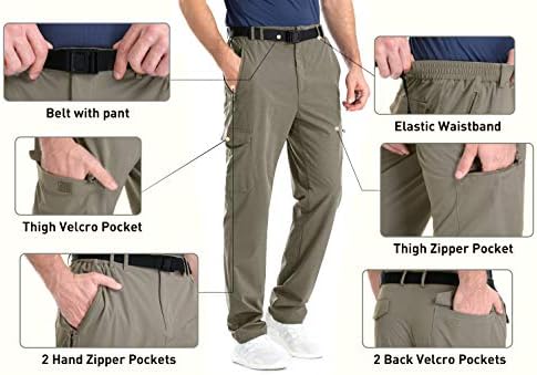 מכנסי נסיעה אלסטיים אלסטיים של גברים, מכנסיים קלים משקל קל משקל קלים.