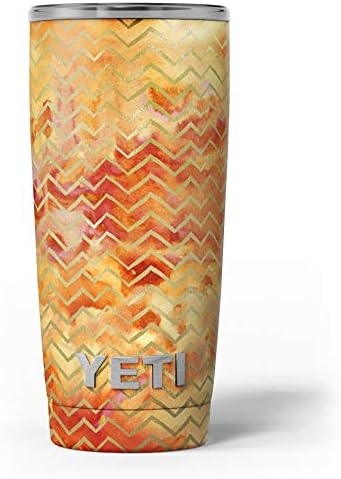 תכנן Skinz צבעי המים הכתומים הכתומים עם שברון - ערכת עטיפת ויניל מדבקות עור תואמת את כוסות הכוס של Cooler Cooler יותר של Yeti Rambler