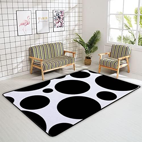 Xollar רך שטיחים גדולים לילדים משתלת רכה זוחלת תינוקות משחקים מחצלת נקודות שחורות על שטיח אזור לבן לחדר סלון חדר שינה 80x58 אינץ '