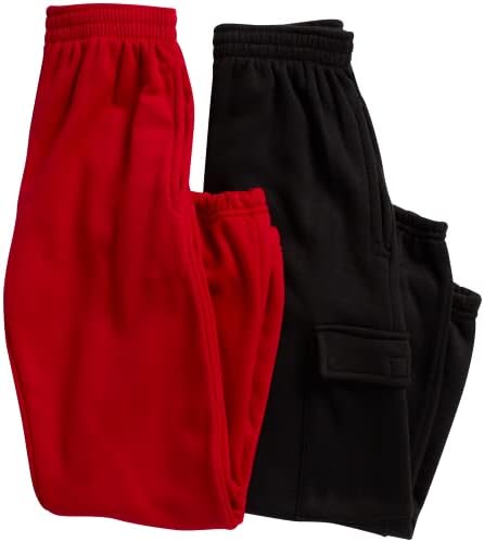 מכנסי טרנינג של שבע בנים - 4 חבילות מטען פליס פעיל ומכנסי רץ בסיסיים