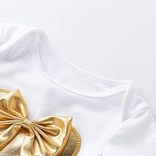 בנות תינוקות אמברטק 4 יחידות מיני מכנסי זהב עכבר מוטת כותנה רומפר+פורחים+נעליים+תלבושת סרט