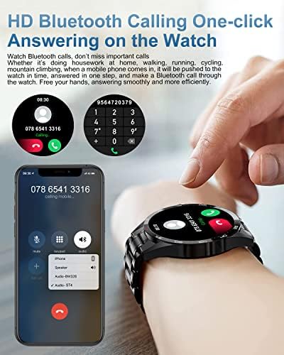 שעון חכם של Bangwei לגברים עם שיחות Bluetooth, תזכורת חכמה של מסך מגע בגודל 1.32 אינץ