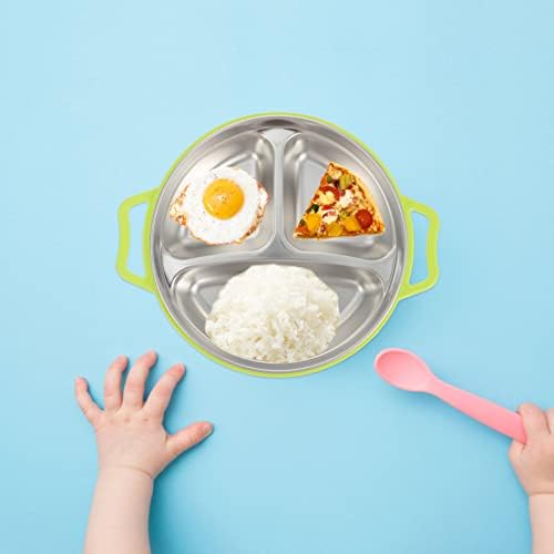 נירוסטה מחולק צלחות ילדים פעוטות תינוקות מגש דיאטה מזון שליטה קטן גודל 3 חלקים בלתי שביר ארוחת ערב צלחות לילדים ידידותי תינוק מזון מנות