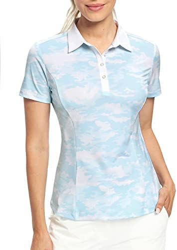 חולצות פולו של Hiverlay לנשים צווארון גולף גולף צווארון גולף דק כושר UPF 50+ יבש כושר לחות נשות טניס