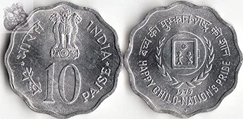 אסיה הודו 10 עוברים מטבעות זיכרון חול משנת 1979 אוסף מטבעות מטבעות זרות