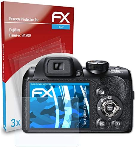 סרט הגנת המסך Atfolix התואם למגן מסך Fujifilm Finepix S4200, סרט מגן אולטרה-ברור FX