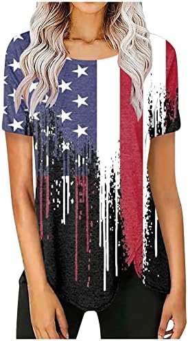 חולצות 4 ביולי נשים, חולצות דגל אמריקאיות וינטג 'ארהב חולצה פטריוטית חולצת טריקו שרוול קצר מזדמן חולצה חולצה