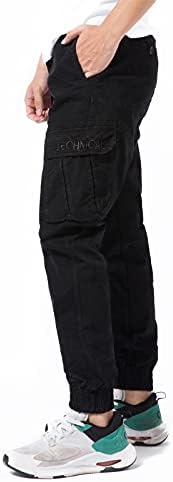מכנסי מטען אלסטיים של DGWZ מכנסי מטען עם כיס מכנסי קמן מכנסיים לגברים לגברים
