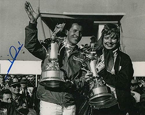 מריו אנדרטי חתם על חתימה 8x10 צילום - אינדיאנפוליס 500 אלוף, נדיר! - תמונות NASCAR עם חתימה