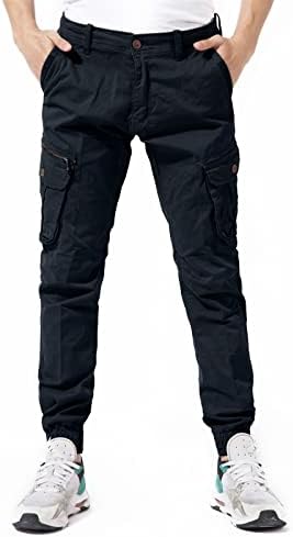 מכנסי מטען של DGWZ Mens עם כיס מחודד מחודד כותנה כותנה כותנה רזה עבודה מכנסיים לגברים