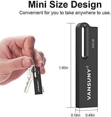 Vansuny 64GB כונן פלאש מתכת כונן USB אטום למים USB 3.0 מקל זיכרון במהירות גבוהה במיוחד, כונן אגודל נייד למחשב/טאבלטים/מק/מחשב נייד