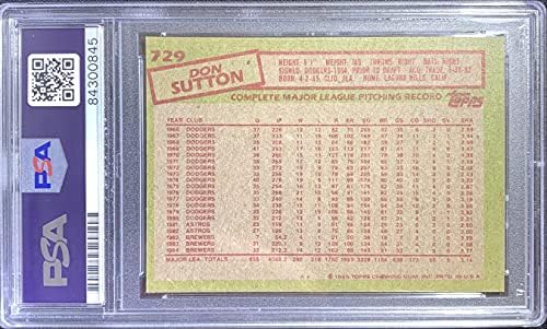 כרטיס רכב דון סאטון 1985 Topps 729 MLB Milwaukee Brewers PSA מכוסה