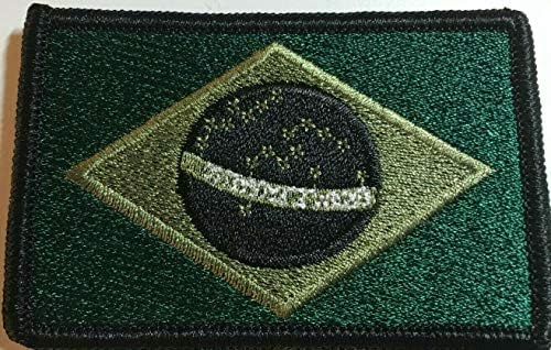 דגל ברזיל טלאי רקום טלאי אטב גיבוי וו לולאה מורל כתף טקטית סמל ברזילאי שחור, ירוק -עד וצבעי זית גבול שחור 3
