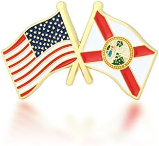 אמריקאי ופלורידה מדינה חצה ידידות דגל אמייל דש פין