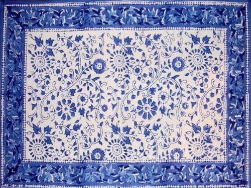 Rajasthan Block Print Table שולחן כותנה Placemat 19 x 13 כחול