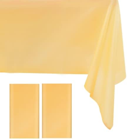 רויקיס 2 יח 'מפות שולחן צהובות, קוט שולחן פלסטיק חד פעמי עמיד למים 54 על 108 בכיסוי מלבן לאוכל במטבח, מסיבות, פיקניק, קמפינג, פנים וחוץ,