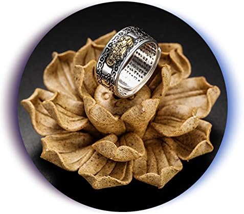 990 סטרלינג כסף פנג שואי פיקסיו מאני קמע מזל עושר בודהיסטי תכשיטי מתכוונן טבעת