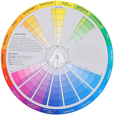 גלגל מדריך צבעוני 3 יחידות, 9.2in + 9.1in + 5.5 אינץ 'מדריך לערבוב צבע גלגל לקעקוע, ציור, עיצוב מדריך לערבוב צבע