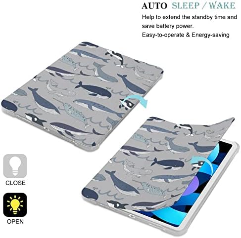לווייתני ים דפוס טריפולד מארז מגן אגן זעזועים מכסה שינה אוטומטית/ערות תואם ל- iPad 2020 AIR 4 （10.9in）