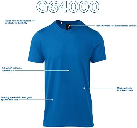 חולצת טריקו כותנה כותנה של Gildan Softstyle, G64000 בסגנון, ריבוי תפוס