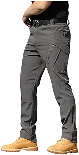 Eoeioa Mens מכנסיים טקטיים רחבים דוחה מים דוחים משקל קל משקל מכנסי מטען מזדמנים מהירים יבש רב כיסים מכנסיים
