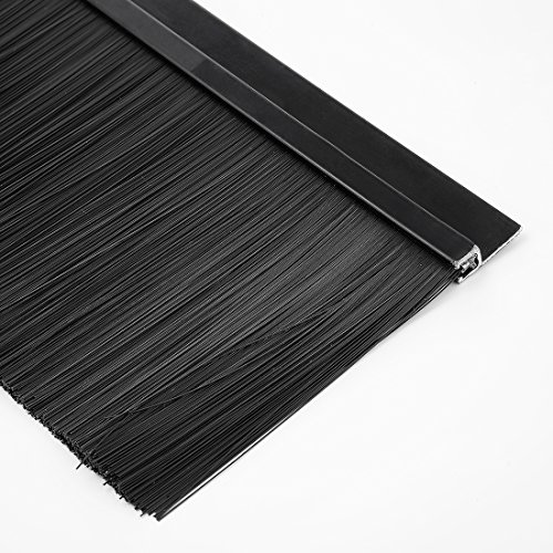 מברשת דלת UXCELL טאטא מטאטא H-בצורת אלומיניום מחזיק סגסוגת אלומיניום עם מברשת ניילון שחורה בגודל 3.94 אינץ ', 1000 ממ x 120 ממ